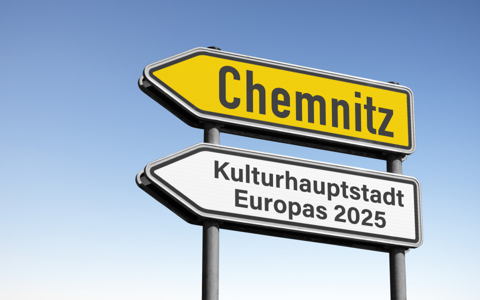 Werbetafel f&uuml;r die Kulturhauptstadt Chemnitz 2025